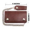 Milwaukee Leather MLW7884 Men's 6 Inch Antique Brown Leather Bi-Fold Biker Wallet w/ Anti-Theft Stainless Steel Chain