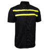 MMCC Men's Petrol Mechanic Button Up Shop Shirt, Reflective Strip, 2-Chest Pockets - Black-Neon Green - MMC16005