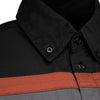 MMCC Men's Petro Mechanic Button Up Shop Shirt, Reflective Strip, 2-Chest Pockets - Black-Grey-Orange - MMC16008