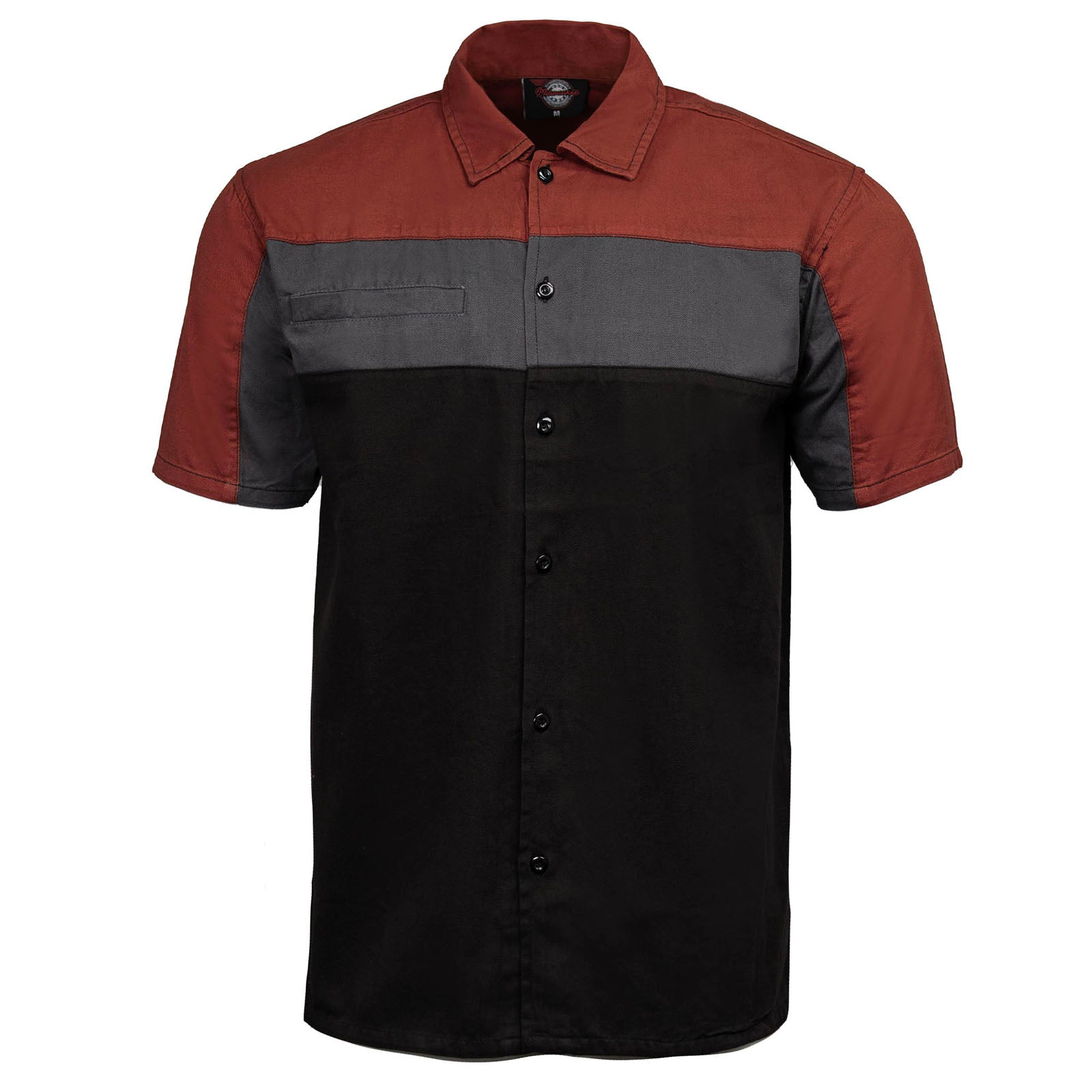 MMCC Men's Pit Stop Classic Mechanic Button Up Shirt - Dual Chest Pockets - Microfiber Panel - Rider Ready - MMC16009