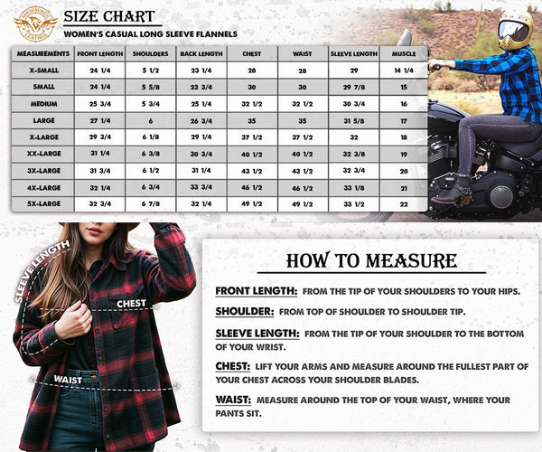 Milwaukee Leather MNG21612 Women's Black and Pink with Blue Long Sleeve Cotton Flannel Shirt