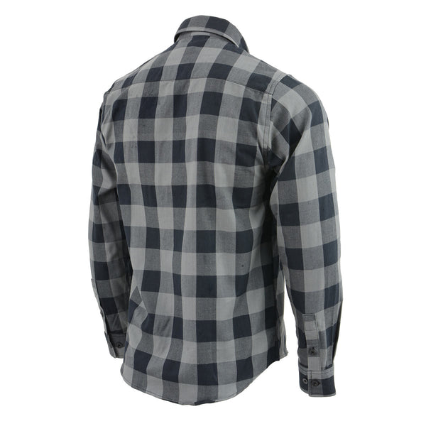 Milwaukee Leather Men's Flannel Plaid Shirt Black and Grey Long Sleeve Cotton Button Down Shirt MNG11630