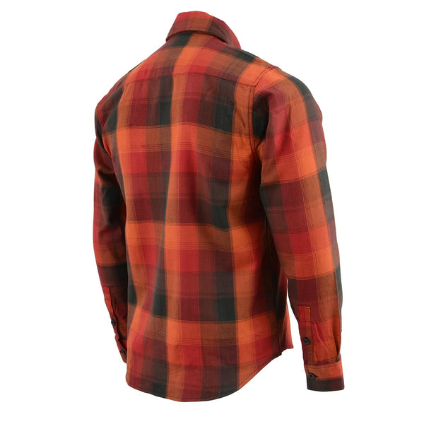 NexGen MNG11641 Men's Orange with Red and Black Long Sleeve Cotton Flannel Shirt