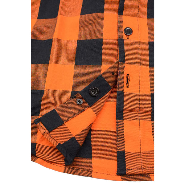 NexGen MNG11642 Men's Orange and Black Long Sleeve Cotton Flannel Shirt with Hoodie