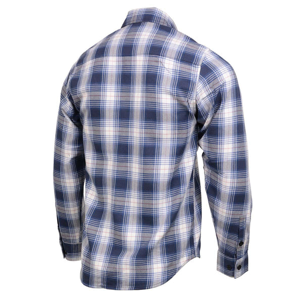 Milwaukee Leather MNG11650 Men's Blue and White Long Sleeve Cotton Flannel Shirt
