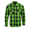 Milwaukee Leather MNG11656 Men's Flannel Plaid Shirt Black and Neon-Green Long Sleeve Cotton Button Down Shirt