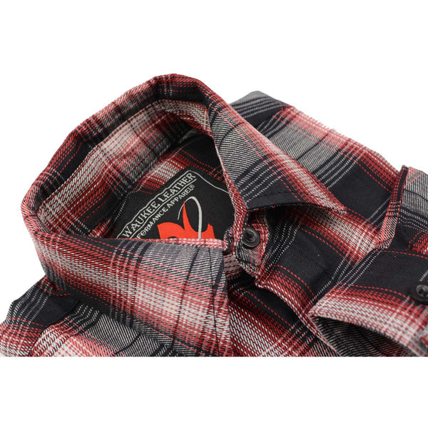 Milwaukee Leather MNG11659 Men's Black and White with Red Long Sleeve Cotton Flannel Shirt