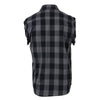 Milwaukee Leather MNG11689 Men’s Classic Black and Grey Button-Down Flannel Cut Off Frayed Sleeveless Casual Shirt