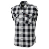 Milwaukee Leather MNG11690 Men’s Classic Black and White Button-Down Flannel Cut Off Frayed Sleeveless Casual Shirt