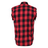 Milwaukee Leather MNG11692 Men’s Classic Black and Red Button-Down Flannel Cut Off Frayed Sleeveless Casual Shirt