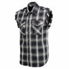 Milwaukee Leather MNG11694 Men’s Classic Black and White Button-Down Flannel Cut Off Frayed Sleeveless Casual Shirt