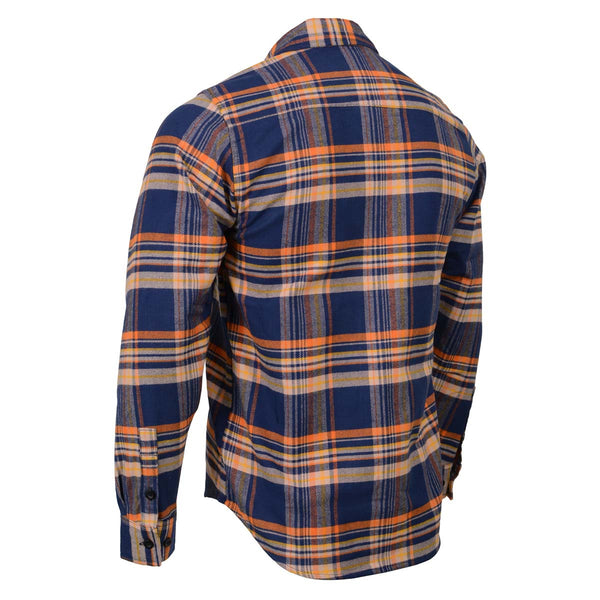 Milwaukee Leather MNG11700 | Men's 'The Wolfman' Blue/Orange Long Sleeve 10.5-Oz Heavy-Duty Cotton Flannel Shirt
