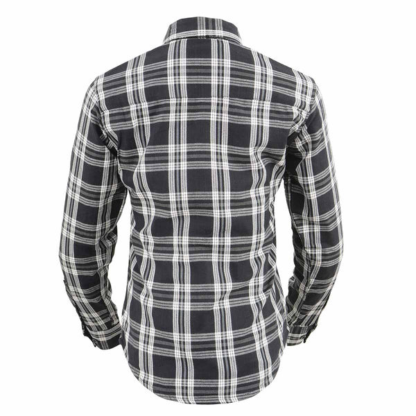 Milwaukee Leather MNG21600 Women's Casual Black and White Long Sleeve Cotton Flannel Shirt