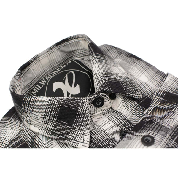 Milwaukee Leather MNG21600 Women's Casual Black and White Long Sleeve Cotton Flannel Shirt