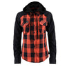 Milwaukee Leather MNG21602 Women's Casual Black and Red Long Sleeve Cotton Flannel Shirt with Hoodie