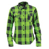 Milwaukee Leather MNG21606 Women's Casual Lime Green and Black Long Sleeve Cotton Casual Flannel Shirt