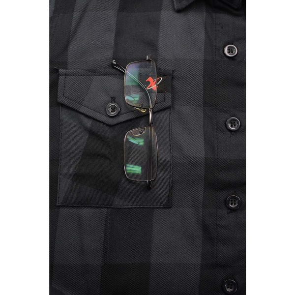 Milwaukee Leather MNG21608 Women's Casual Dark Gray and Black Long Sleeve Cotton Casual Flannel Shirt