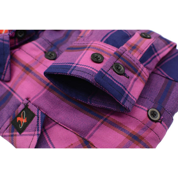 Milwaukee Leather MNG21610 Women's Pink, Blue and Maroon Long Sleeve Cotton Flannel Shirt