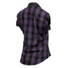 Milwaukee Leather MNG21624 Women's Flannel Black/Purple Button Sleeveless Cut Off Shirt w/ Frill Arms