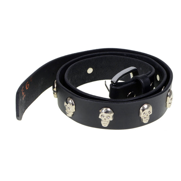 Milwaukee Leather MP7102 Men's Black Skull Heads Genuine Leather Belt for Biker with Buckle - 1.5 inches Wide