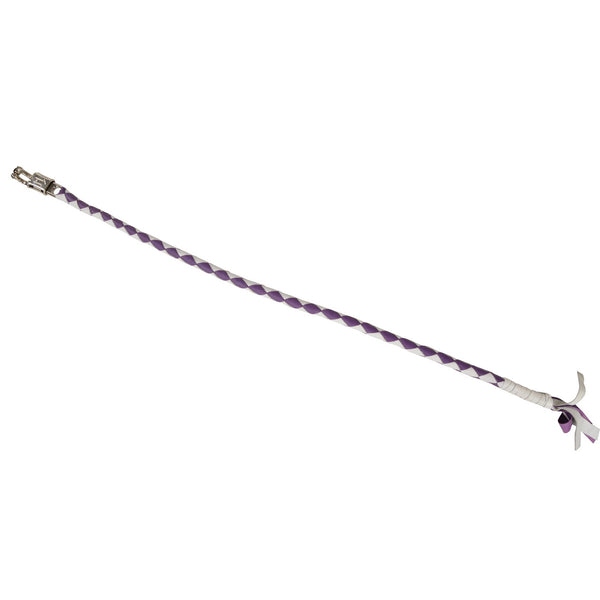 Milwaukee Leather 36'' Genuine Leather Whip - White and Purple Get Back Whip for Handlebar - Biker Whip - MP7900