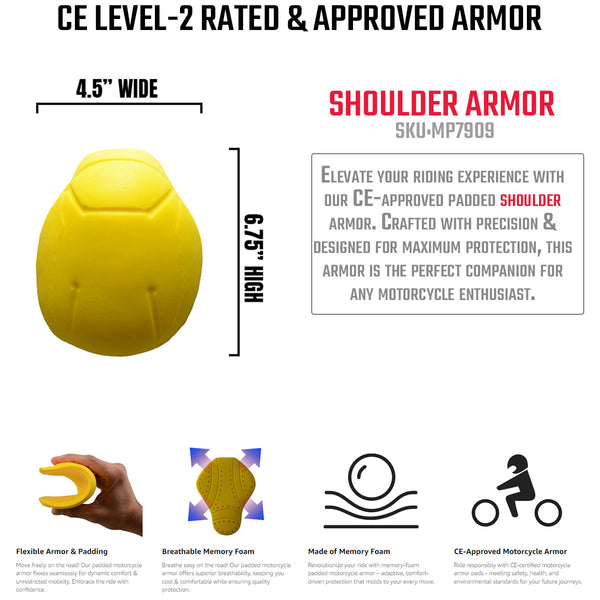 Milwaukee Leather MP7914 CE-Approved Motorcycle Armor for Shoulder and Elbow| Replacement Armor for Motorcycle Jackets