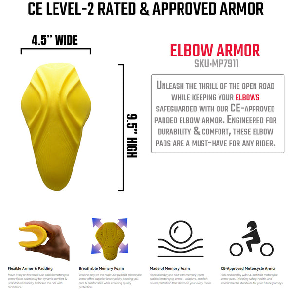 Milwaukee Leather MP7911 CE-Approved Motorcycle Armor for ELBOW | Replacement Armor for Motorcycle Jackets