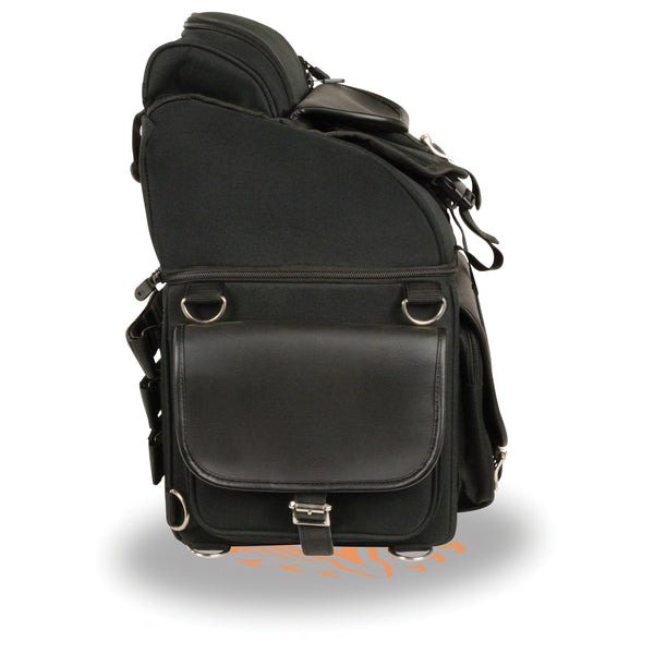 Milwaukee Leather MP8155 Large Black Textile '5 Pocket' Motorcycle Seat Sissy Bar Bag