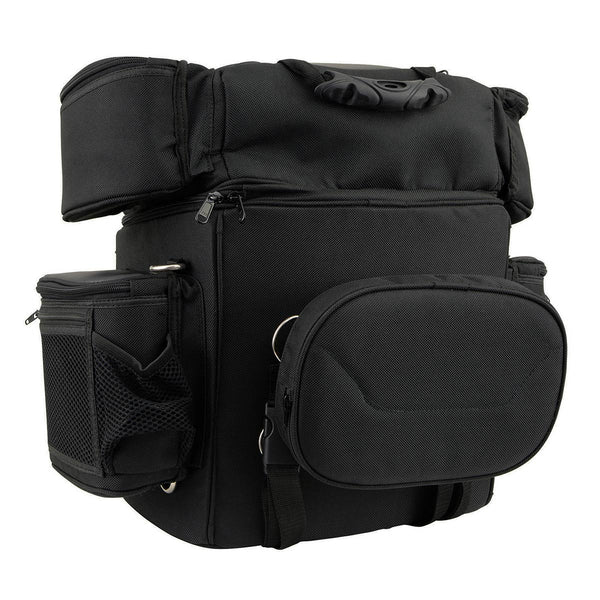 Milwaukee Performance MP8180 Medium Black '5 Pocket' Motorcycle Textile Double Barrel Sissy Bar Bag