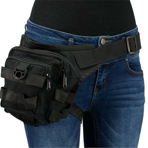 Milwaukee Leather MP8841 Black Textile Conceal and Carry Tactical Thigh Bag with Waist Belt
