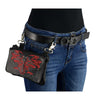 Milwaukee Leather MP8852 Women's Black and Red Leather Multi Pocket Belt Bag
