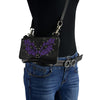 Milwaukee Leather MP8853 Women's 'Flower' Black and Purple Leather Multi Pocket Belt Bag