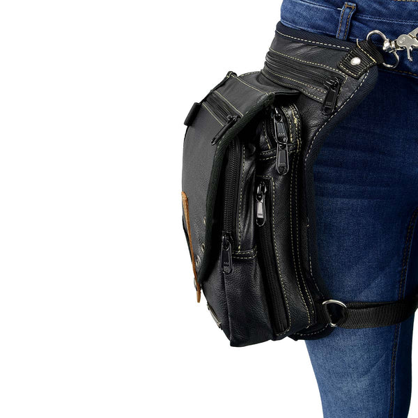 Milwaukee Leather Women's Stone Inlay & Gun Holster Braided Leather Hip Bag