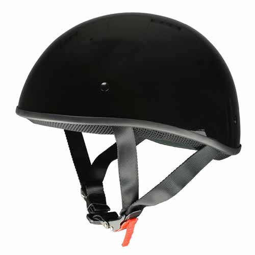 Milwaukee Helmets Bare Bones Glossy Black Half Motorcycle Helmet for Men and Women DOT Approved MPH9711DOT