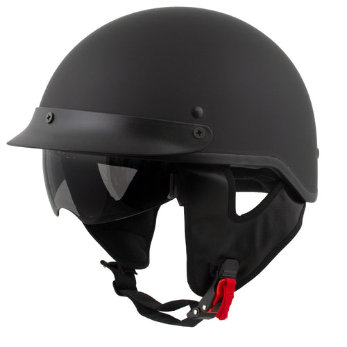 Milwaukee Helmets MPH9718DOT 'Momentum' DOT Matte Black Half Face Motorcycle Helmet for Men and Women Biker w/ Drop Down Visor
