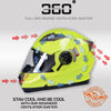 Milwaukee Helmets MPH9809DOT 'Ionized' Neon Yellow Advanced Motorcycle Modular Helmet for Men and Women Biker w/ Drop Down Visor