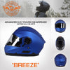 Milwaukee Helmets MPH9818DOT Breeze Blue Advanced Motorcycle Modular Helmet Biker w/ Drop Down Visor