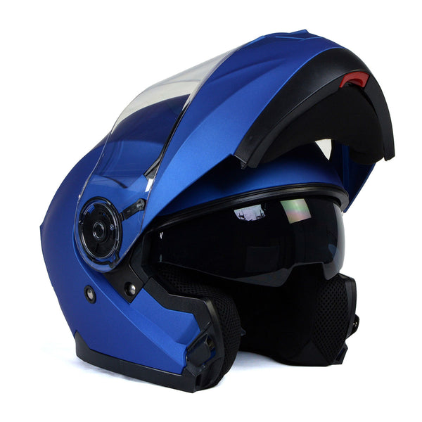 Milwaukee Helmets MPH9818DOT Breeze Blue Advanced Motorcycle Modular Helmet Biker w/ Drop Down Visor