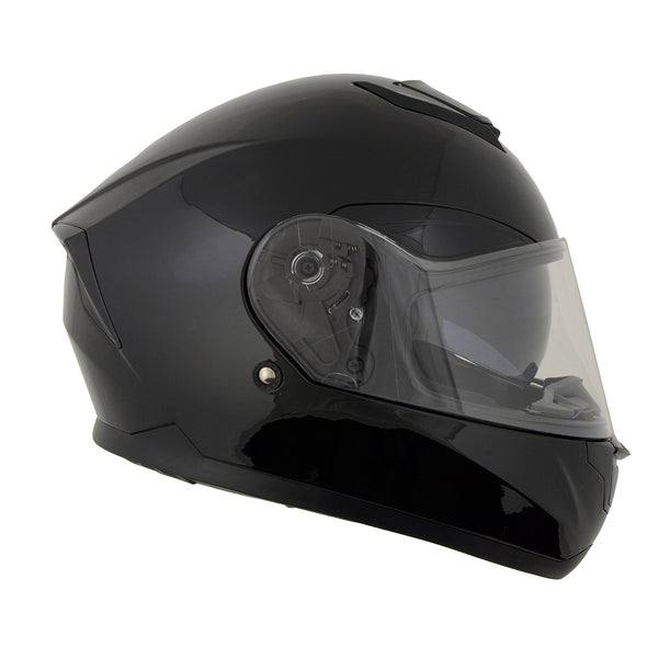 Milwaukee Helmets MPH9836DOT 'Sweeper' Gloss Black Advanced Motorcycle Full Face Helmet for Men and Women Biker w/ Drop Down Visor