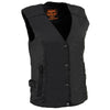 Milwaukee Leather SH1955 Ladies Black and Purple Textile Vest with Wing Embroidery