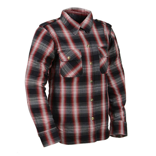 Milwaukee Leather MPL2604 Women’s Plaid Flannel Biker Shirt with CE Approved Armor - Reinforced w/ Aramid Fiber