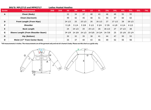 Nexgen Heat MPL2713SET Women Black 'Heated' Front Zipper Fiery Hoodie Jacket for Outdoor Activities