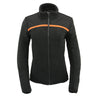 Milwaukee Leather MPL2783 Women's Black Micro Fleece Zipper Front Jacket with Orange Stripe