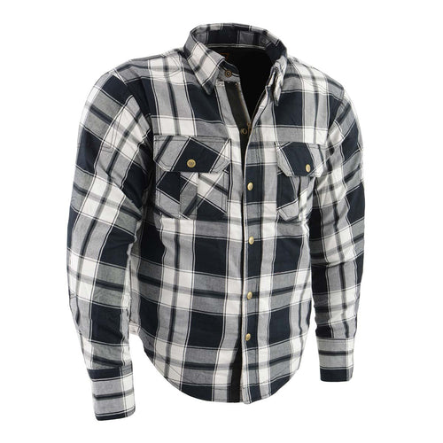 Milwaukee Leather MPM1644 Men's Plaid Flannel Biker Shirt with CE Approved Armor - Reinforced w/ Aramid Fiber