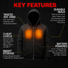 Nexgen Heat MPM1713SET12v Men's Black Heated Front Zipper Hoodie Jacket for Winter Outdoor Activities