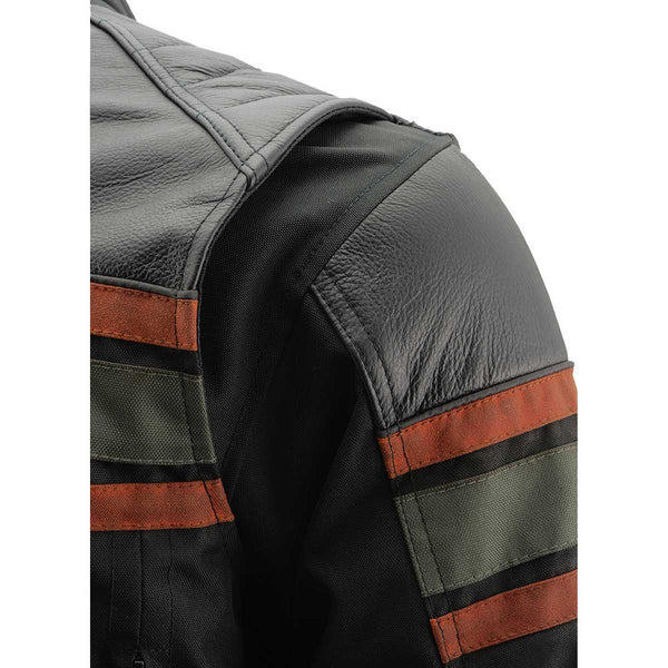 Milwaukee Leather MPM1751 Burnt Orange Leather and Textile Armored Motorcycle Jacket for Men - All Season