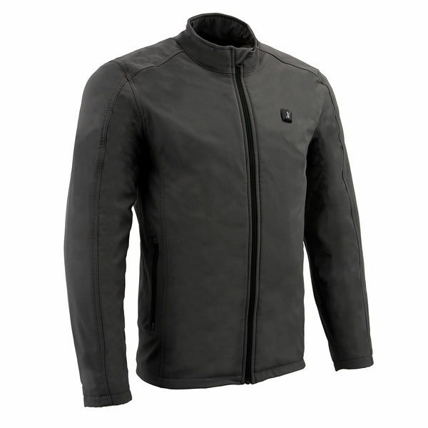 Nexgen Heat NXM1762SET Men’s Grey Soft Shell Heated Jacket w/ Standup Collar - for Outdoor Winter Cold Weather Activities