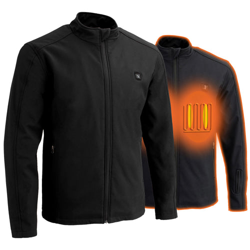 Nexgen Heat MPM1762SET Men’s Soft Shell Heated jacket - Black Standup Collar Jacket for Winter with Battery Pack