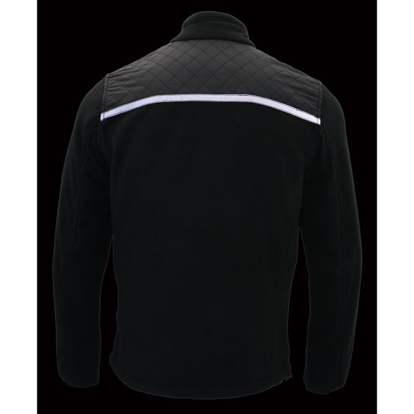 Milwaukee Leather MPM1784 Men's Black Micro Fleece Zipper Front Jacket with Reflective Stripes