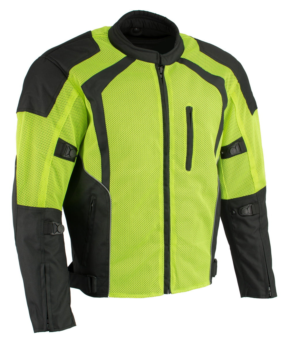 Milwaukee Leather MPM1793 Green High Vis Armored Mesh Motorcycle –